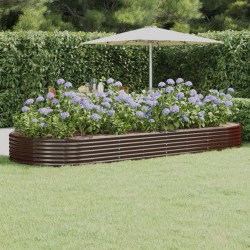 vidaXL Jardinera arriate acero recubrimiento polvo marrón 373x140x36cm