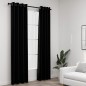 vidaXL Cortinas opacas con ojales look de lino 2 pzas negro 140x245 cm vidaXL Cortinas opacas con ojales look de lino 2 pzas negro 140x245 cm