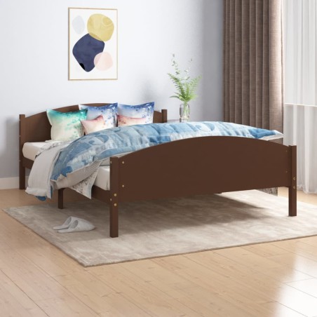 vidaXL Estructura de cama madera maciza pino marrón oscuro 140x200 cm