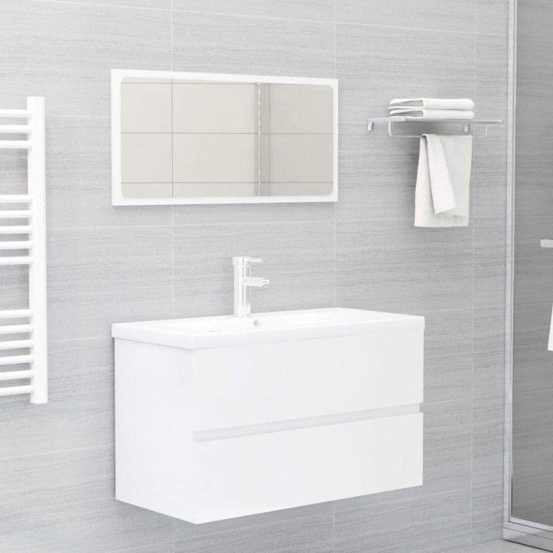 vidaXL Juego de muebles de baño madera de ingeniería blanco brillo vidaXL Juego de muebles de baño madera de ingeniería blanco brillo