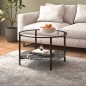 vidaXL Mesa de centro vidrio templado negro y mármol negro 70 cm vidaXL Mesa de centro vidrio templado negro y mármol negro 70 cm