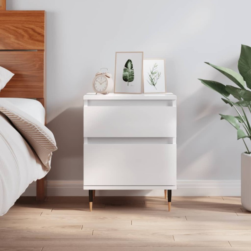 vidaXL Mesita de noche madera contrachapada blanco brillo 40x35x50 cm vidaXL Mesita de noche madera contrachapada blanco brillo 40x35x50 cm