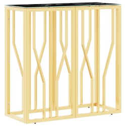 vidaXL Mesa consola de acero inoxidable y vidrio dorada 70x30x70 cm