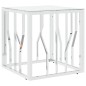 vidaXL Mesa de centro acero inoxidable y vidrio plateada 50x50x50 cm vidaXL Mesa de centro acero inoxidable y vidrio plateada 50x50x50 cm