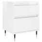 vidaXL Mesita de noche madera contrachapada blanco brillo 40x35x50 cm vidaXL Mesita de noche madera contrachapada blanco brillo 40x35x50 cm