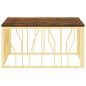 vidaXL Mesa de centro acero inoxidable madera maciza reciclada dorada