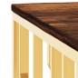 vidaXL Mesa de centro acero inoxidable madera maciza reciclada dorada