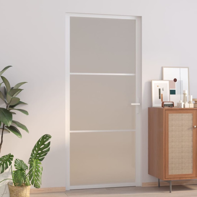 vidaXL Puerta interior de vidrio y aluminio blanco mate 93x201,5 cm vidaXL Puerta interior de vidrio y aluminio blanco mate 93x201,5 cm