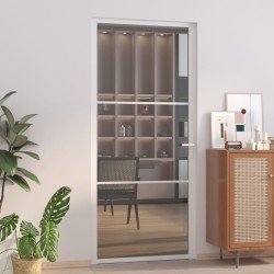 vidaXL Puerta interior vidrio EGS y aluminio blanco 93x201,5 cm