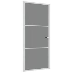 vidaXL Puerta interior vidrio EGS y aluminio blanco 93x201,5 cm