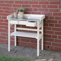Esschert Design Banco de trabajo de jardín blanco CF29W