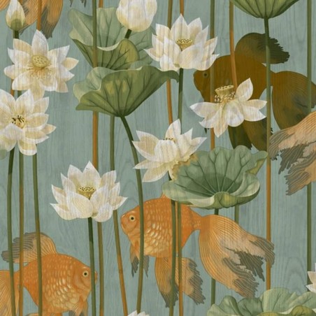 DUTCH WALLCOVERINGS Papel de pared peces/flores verde