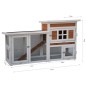 @Pet Conejera Villa blanca y marrón 147x50x80 cm @Pet Conejera Villa blanca y marrón 147x50x80 cm