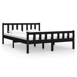 vidaXL Estructura de cama doble pequeña madera maciza negra 120x190 cm