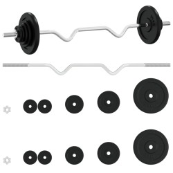 vidaXL Juego de barra con discos 30 kg hierro fundido y acero cromado