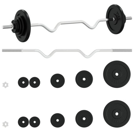 vidaXL Juego de barra con discos 30 kg hierro fundido y acero cromado