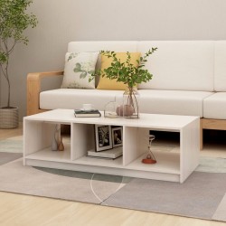 vidaXL Mesa de centro de madera maciza de pino blanco 110x50x34 cm