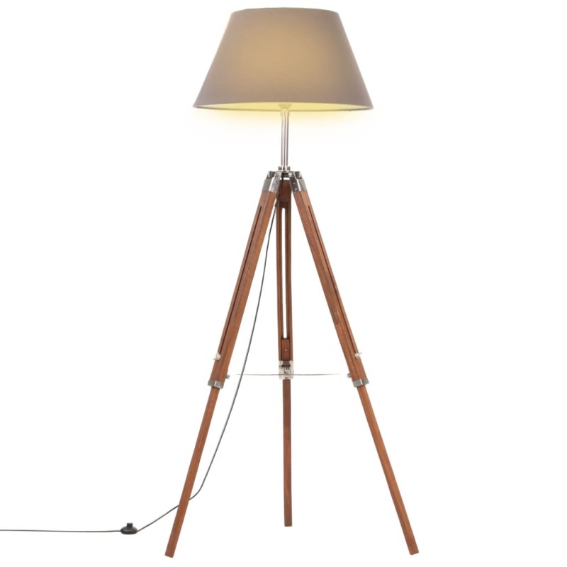 vidaXL Lámpara de trípode madera maciza de teca marrón y gris 141 cm vidaXL Lámpara de trípode madera maciza de teca marrón y gris 141 cm