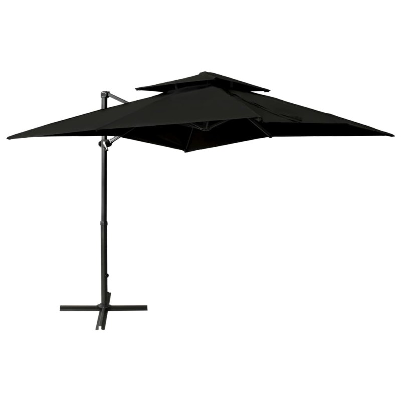 vidaXL Sombrilla voladiza con cubierta doble negro 250x250 cm vidaXL Sombrilla voladiza con cubierta doble negro 250x250 cm
