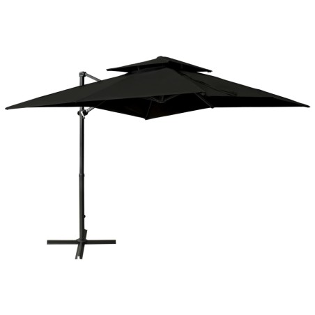 vidaXL Sombrilla voladiza con cubierta doble negro 250x250 cm