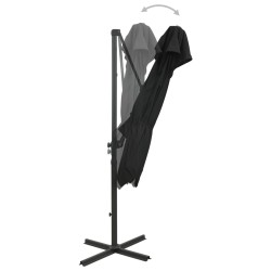 vidaXL Sombrilla voladiza con cubierta doble negro 250x250 cm