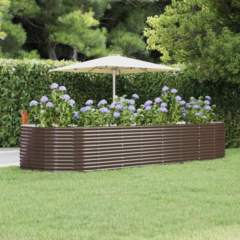 vidaXL Jardinera arriate acero recubrimiento polvo marrón 367x140x68cm vidaXL Jardinera arriate acero recubrimiento polvo marrón 367x140x68cm