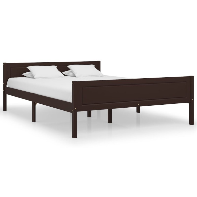 vidaXL Estructura de cama madera maciza pino marrón oscuro 140x200 cm vidaXL Estructura de cama madera maciza pino marrón oscuro 140x200 cm