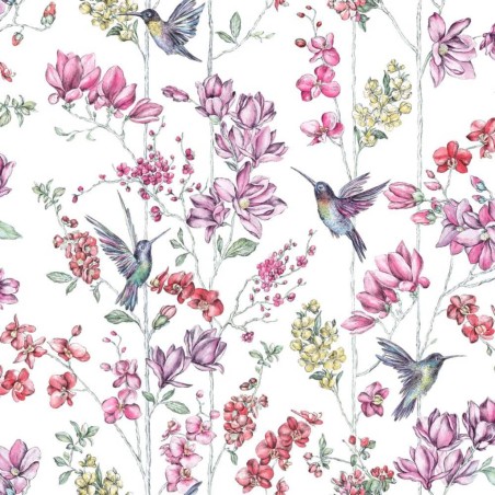 DUTCH WALLCOVERINGS Papel pintado colibrí rosa