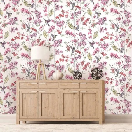 DUTCH WALLCOVERINGS Papel pintado colibrí rosa