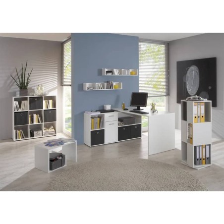 FMD Mesa de centro 2 en 1 blanca 59,1x35,8x37,8 cm 