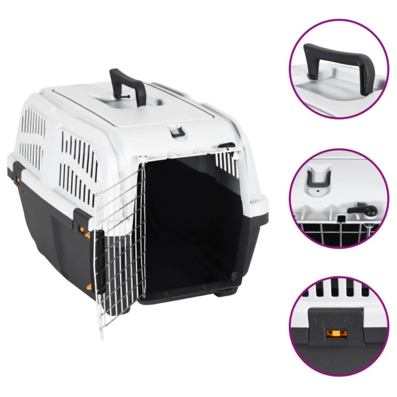 vidaXL Transportín de mascotas puerta metal polipropileno 60x40x39 cm