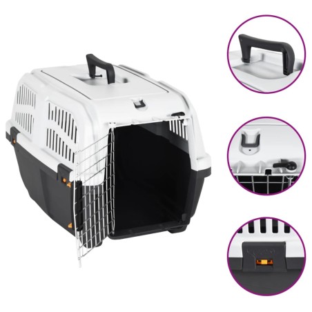 vidaXL Transportín de mascotas puerta metal polipropileno 60x40x39 cm