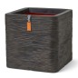 Capi Maceta Nature Rib cuadrado marrón oscuro 50x50x50 cm Capi Maceta Nature Rib cuadrado marrón oscuro 50x50x50 cm