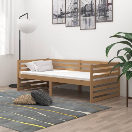 vidaXL Sofá cama madera maciza de pino marrón miel 90x200 cm