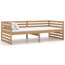 vidaXL Sofá cama madera maciza de pino marrón miel 90x200 cm