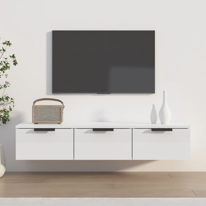 vidaXL Armario de pared madera contrachapada blanco brillo 102x30x20cm vidaXL Armario de pared madera contrachapada blanco brillo 102x30x20cm