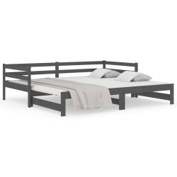 vidaXL Sofá cama extraíble madera maciza de pino gris 2x(80x200) cm