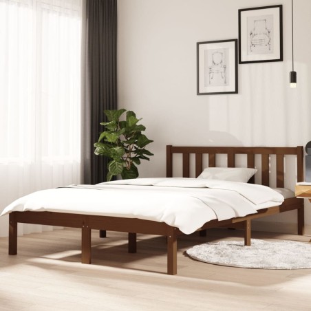vidaXL Estructura de cama madera maciza marrón miel 120x190 cm