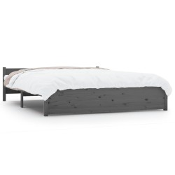 vidaXL Estructura de cama de madera maciza gris 140x190 cm