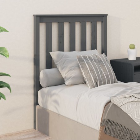 vidaXL Cabecero de cama madera maciza de pino gris 81x6x101 cm
