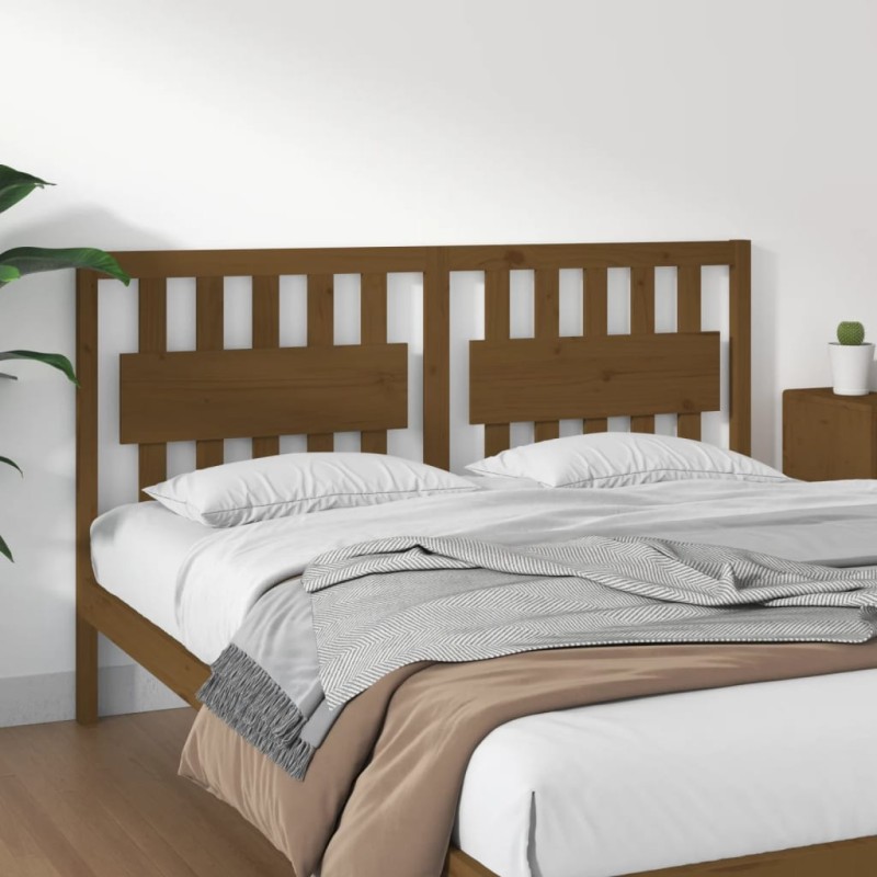 vidaXL Cabecero de cama madera maciza pino marrón miel 155,5x4x100 cm vidaXL Cabecero de cama madera maciza pino marrón miel 155,5x4x100 cm