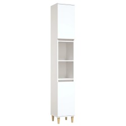 vidaXL Armario de baño madera contrachapada blanco 30x30x190 cm