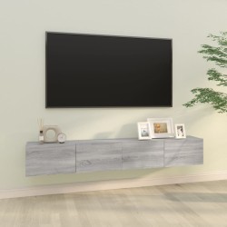 vidaXL Mueble TV de pared 2 uds madera contrachapada gris 100x30x30cm