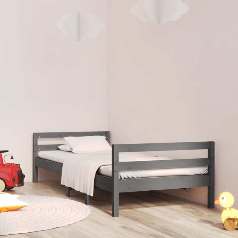 vidaXL Estructura de cama madera maciza de pino gris 75x190 cm vidaXL Estructura de cama madera maciza de pino gris 75x190 cm