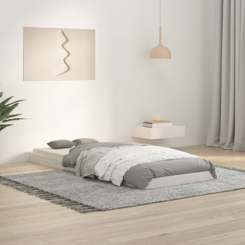 vidaXL Estructura de cama madera maciza de pino blanco 75x190 cm vidaXL Estructura de cama madera maciza de pino blanco 75x190 cm