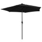 vidaXL Sombrilla con luces LED y palo de aluminio negro 270 cm