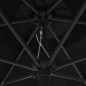vidaXL Sombrilla con luces LED y palo de aluminio negro 270 cm