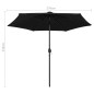 vidaXL Sombrilla con luces LED y palo de aluminio negro 270 cm