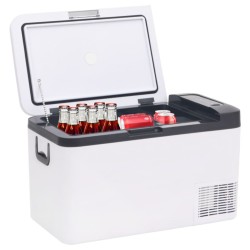 vidaXL Nevera con asa PP y PE negro y blanco 18 L