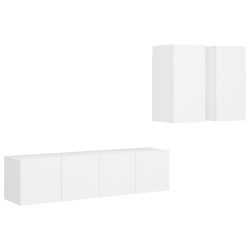 vidaXL Set de muebles de salón TV 4 piezas madera de ingeniería blanco